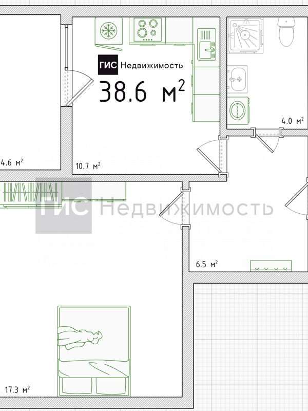 Однокомнатная квартира Большевистская улица, 35, фото №3