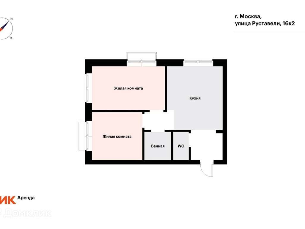 Двухкомнатная квартира Руставели улица, 16 к. 2, фото №5