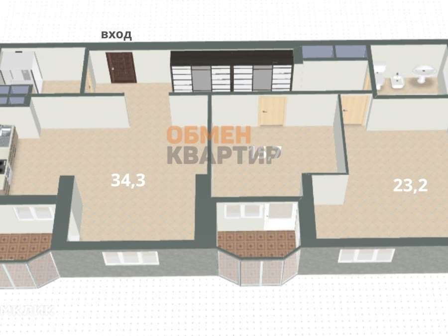 Трехкомнатная квартира Екатеринбург улица, фото №8
