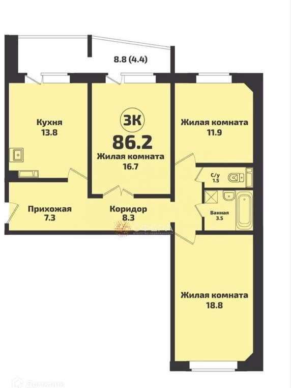 Трехкомнатная квартира Новосибирская область улица, фото №5