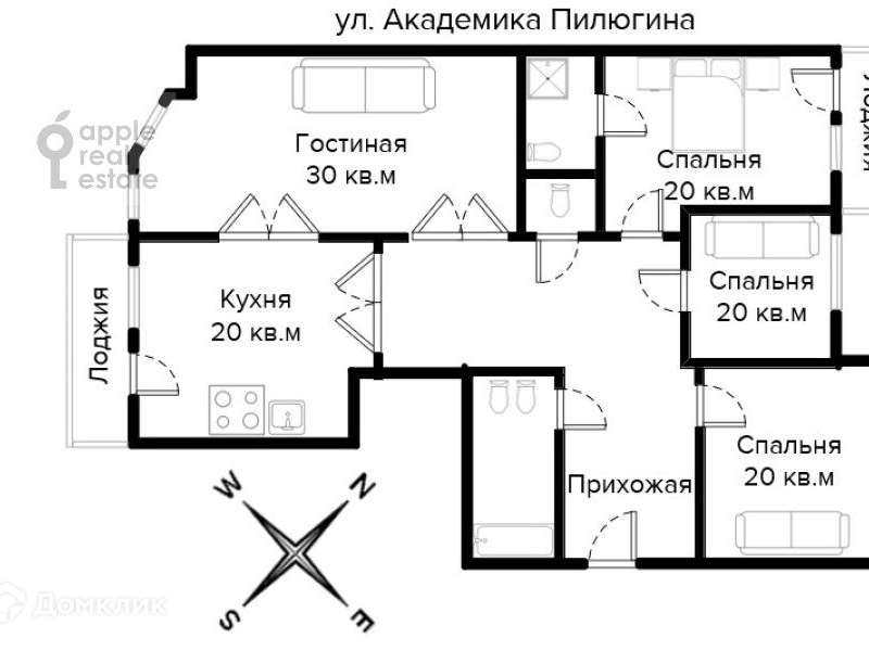 4-х комнатная квартира Архитектора Власова улица, 20, фото №4
